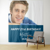 Aangepaste foto blauw-wit-modern op feestdag wandkleed (In situ)