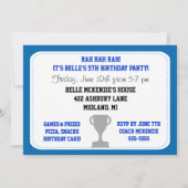 Aangepaste foto Blauwe Cheerleader Birthday Uitnod Kaart (Achterkant)