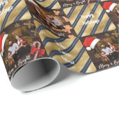 Aangepaste foto blauwe en gouden strepen voor kers cadeaupapier (Rol Hoek)