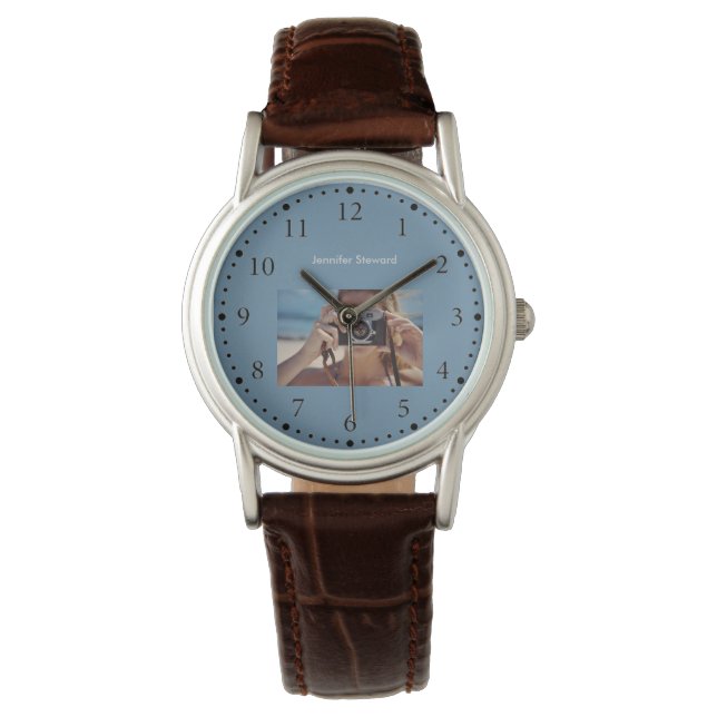 Aangepaste foto blauwe fotograaf horloge (Voorkant)