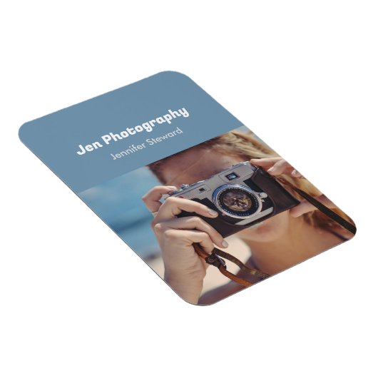 Aangepaste foto blauwe fotograaf magneet (Rechterzijde)