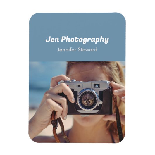Aangepaste foto blauwe fotograaf magneet (Verticaal)