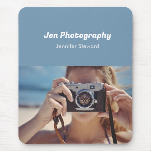 Aangepaste foto blauwe fotograaf muismat (Voorkant)