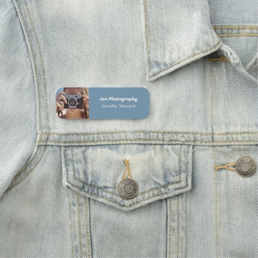 Aangepaste foto blauwe fotograaf naamplaatje (In situ)