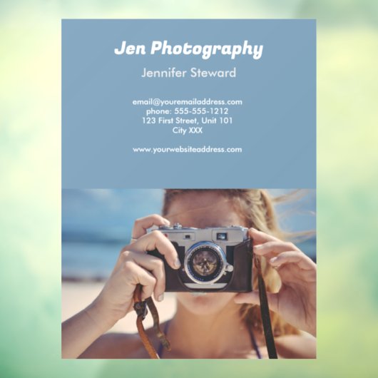 Aangepaste foto blauwe fotograaf raamsticker (Vel 3)