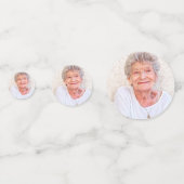 Aangepaste foto blauwe glitter Drip 90th Birthday Confetti (Achterkanten)