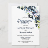 Aangepaste foto Blauwe Gray Floral Engagement Part Kaart (Voorkant)