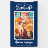 Aangepaste foto Blauwe School Kleur Afstuderen Ban Spandoek (Verticaal)