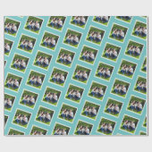 Aangepaste foto Blauwgroen blauw en wit Cadeaupapier (Vlak)