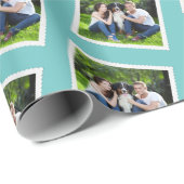 Aangepaste foto Blauwgroen blauw en wit Cadeaupapier (Rol Hoek)