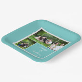 Aangepaste foto Blauwgroen Blauw en Wit Weddenscha Papieren Bordje (Gebogen)