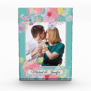 Aangepaste foto blauwgroen en Shabby Chic Floral