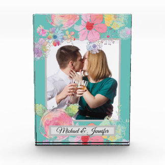 Aangepaste foto blauwgroen en Shabby Chic Floral