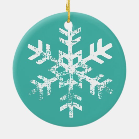 Aangepaste foto Blauwgroen Snowflake Keramisch Ornament (Achterkant)
