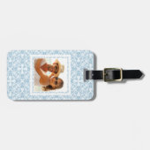Aangepaste foto Bleek blauw Damask Bagagelabel (Voorkant horizontaal)