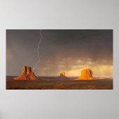 Aangepaste foto, blikseminslag in Monument Valley. Poster (Voorkant)