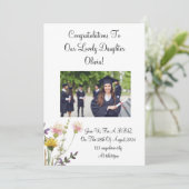 Aangepaste foto Bloemen afstuderen Uitnodiging (Staand voorkant)
