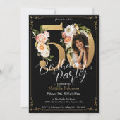 Aangepaste Foto Bloemen Boho 50ste verjaardag Kaart (Voorkant)