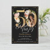 Aangepaste Foto Bloemen Boho 50ste verjaardag Kaart (Staand voorkant)