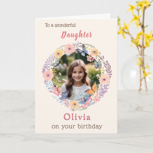 Aangepaste foto bloemen Dochter Verjaardag Kaart (Gele Bloem)