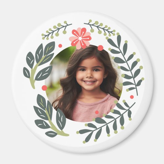 Aangepaste Foto Bloemen Krans Bloem Lijst Magneet (Voorkant)