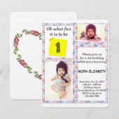 Aangepaste Foto Bloemen Lijst 1e Verjaardag Uitnod Kaart (Voorkant / Achterkant)