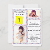 Aangepaste Foto Bloemen Lijst 1e Verjaardag Uitnod Kaart (Voorkant)