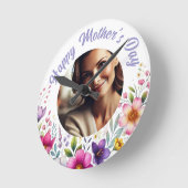 Aangepaste Foto Bloemen Muur Klok – Moederdag Gift (Hoek)