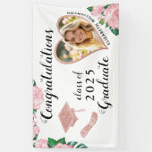 Aangepaste Foto Bloemen Wit en Roze Afstuderen Spandoek (Verticaal)