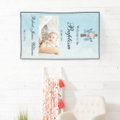 Aangepaste foto bloemendecoratie doop welkom spandoek (Insitu)