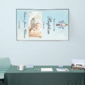 Aangepaste foto bloemendecoratie doop welkom spandoek (Beurs)