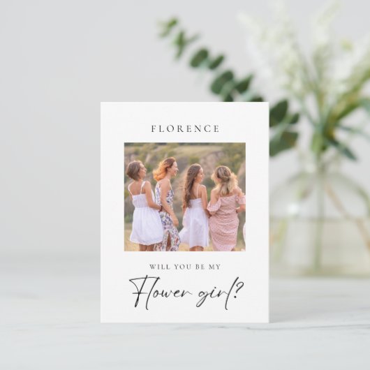 Aangepaste foto Bloemenmeisje voorstel Briefkaart (Staand voorkant)