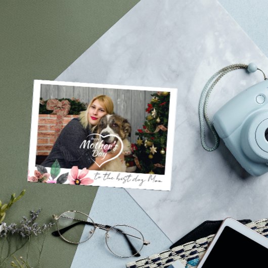 Aangepaste foto bloemige gelukkige moederdag beste feestdagen kaart