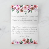 Aangepaste foto bloemige gelukkige moederdag beste feestdagen kaart (Binnen)