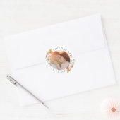 Aangepaste foto bloemige Save the Date Ronde Sticker (Envelop)