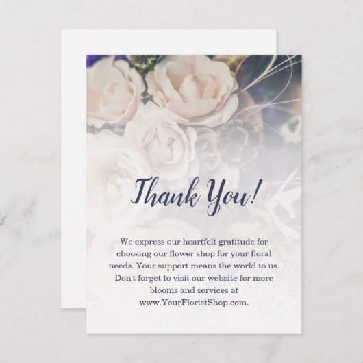 🌷Aangepaste foto bloemist dank u kaart (Voorkant / Achterkant)