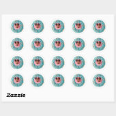 Aangepaste Foto Blue Donut Sprinkles Verjaardagsfe Ronde Sticker (Vel)