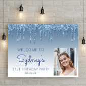 Aangepaste Foto Blue Glitter 21ste Verjaardag Welk Poster