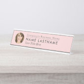Aangepaste foto Blush Pink Business Elegant Modern Bureau Naambordje (Voorkant)