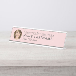 Aangepaste foto Blush Pink Business Elegant Modern Bureau Naambordje