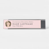 Aangepaste foto Blush Pink Business Elegant Modern Bureau Naambordje (Voorkant)