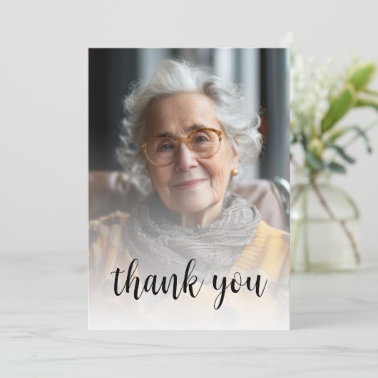 Aangepaste foto Blush Roze 80e Verjaardagsfeest Bedankkaart (Staand voorkant)