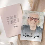 Aangepaste foto Blush Roze 90e Verjaardagsfeest Bedankkaart