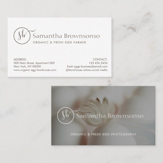 Aangepaste foto-Boerderij verse eieren Visitekaartje (Voorkant / Achterkant)