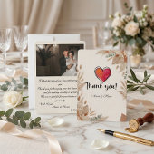 Aangepaste foto Boho terracotta bruiloft Bedankkaart