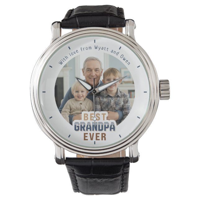 Aangepaste foto boodschap Beste opa ooit Horloge (Voorkant)