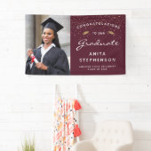 Aangepaste foto bordeaux wit schrift goud afstuder spandoek (Insitu)