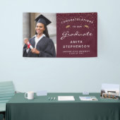 Aangepaste foto bordeaux wit schrift goud afstuder spandoek (Beurs)
