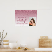 Aangepaste foto bordeauxrood 18e verjaardag welkom poster (Keuken)