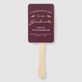 Aangepaste foto bordeauxrood wit goud afstudeerfee handwaaier (Voorkant)